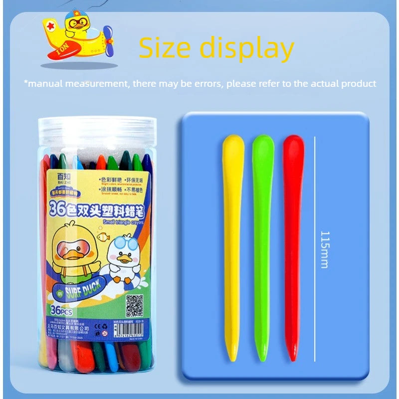 12-36 Color Kawaii Double-headed Triangle Crayon Children's Oil Painting Sticks Safe and Harmless Early Art Educational Supplies