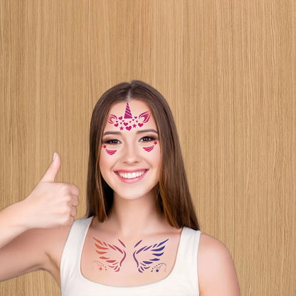 16pcs Reusable PET Face Painting Stencils, Assorted Designs for DIY Makeup,Costume Parties, Washable Stencils for Painting