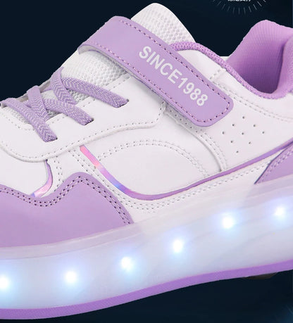Chaussure a roulette Blanches| StyleGliss™ Rouler comme sur un nuage T:29-38