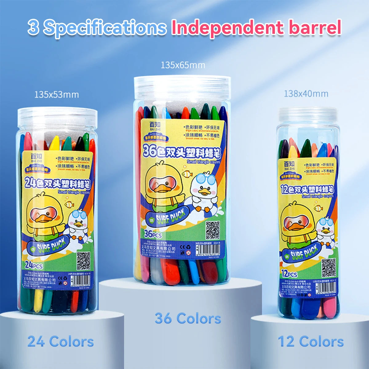 CRAYON DE COULEUR GRAS| Crayons de cire Triangulaire Effaçables:  Bec de Canard™
