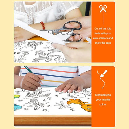 Children's Drawing Roll Sticky Color Filling Paper Graffiti Scroll Coloring Paper Roll For Kids DIY Painting Educational Toys