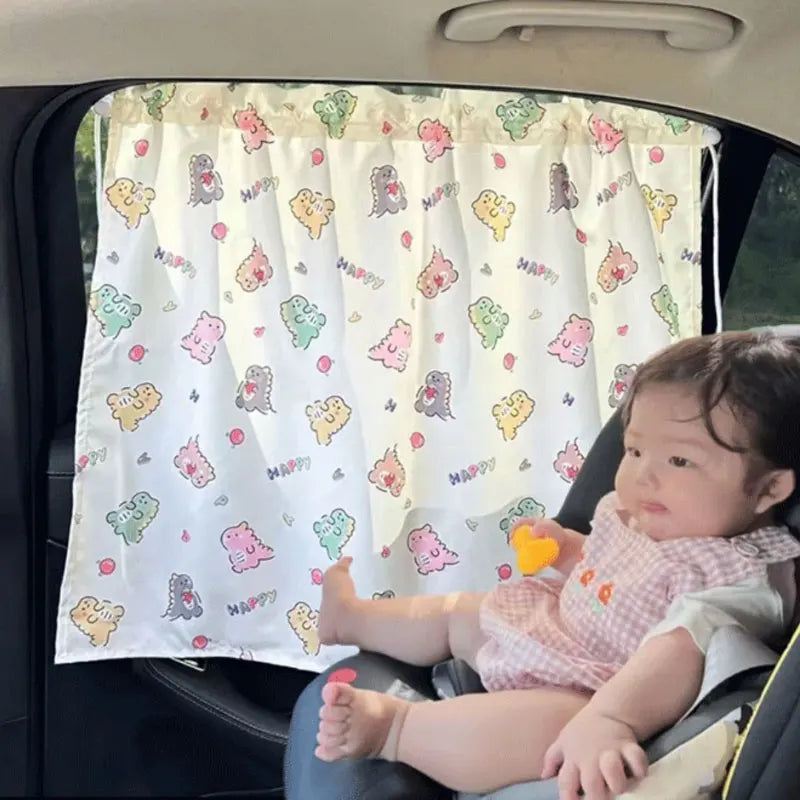 PARE SOLEIL BÉBÉ VOITURE| Installation facile à ventouse rideau s'ouvre et se ferme