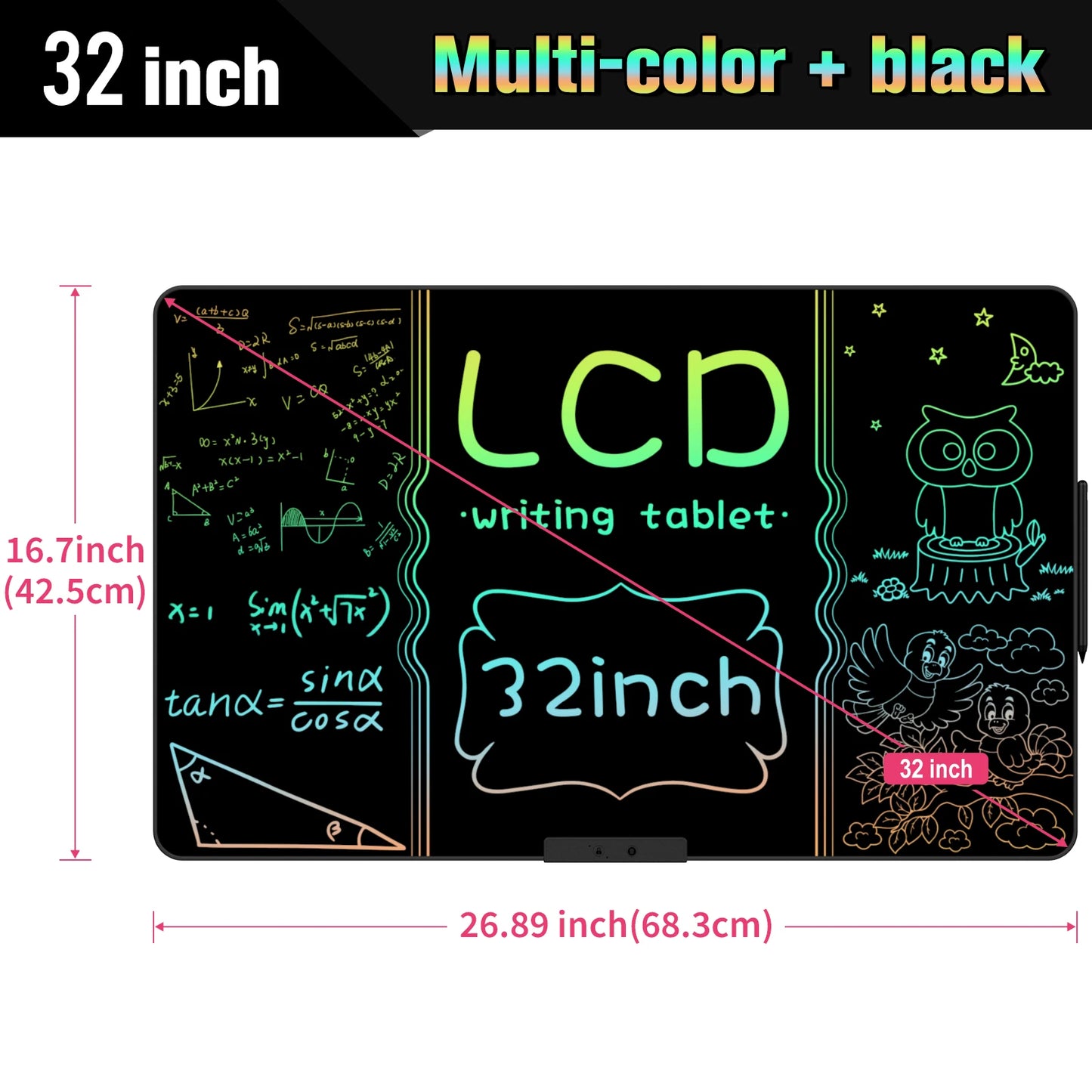 32/28/20/16 Inch Electronic Drawing Board USB Rechargeable LCD Writing Tablet Drawing Painting Educational Learning Toy for Kids