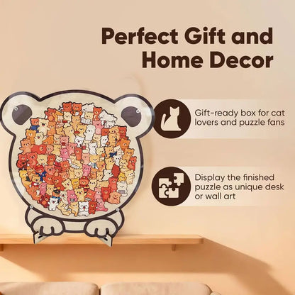 Cartoon Wooden Puzzle Toy Stress Relief Jigsaw Puzzle Animal Dog Cat Bear Theme For Home Decor Fun Educational Toys Gift