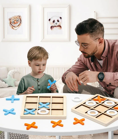 Jeu de TIC-TAC-TOE Montessori en Bois pour Enfant