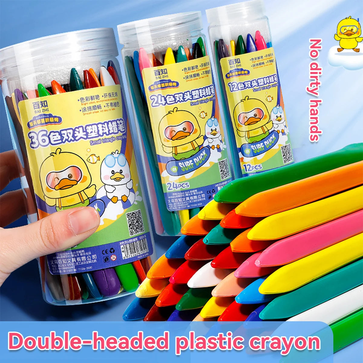 CRAYON DE COULEUR GRAS| Crayons de cire Triangulaire Effaçables:  Bec de Canard™