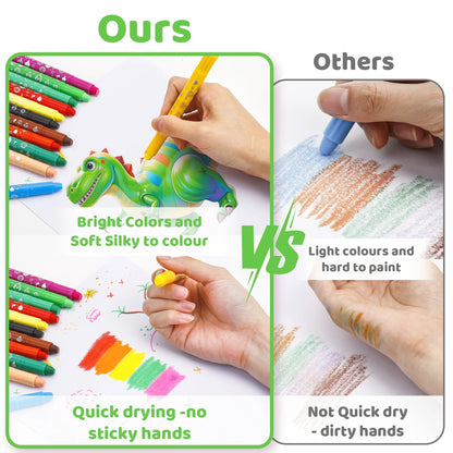 12/24 Colors Wax Crayon For Kids Washable & Erasable Twist Crayons For Toddlers Drawing Coloring Crayon Set Back To School Gifts