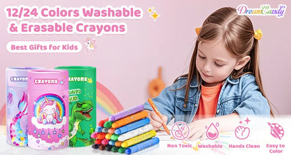12/24 Colors Wax Crayon For Kids Washable & Erasable Twist Crayons For Toddlers Drawing Coloring Crayon Set Back To School Gifts