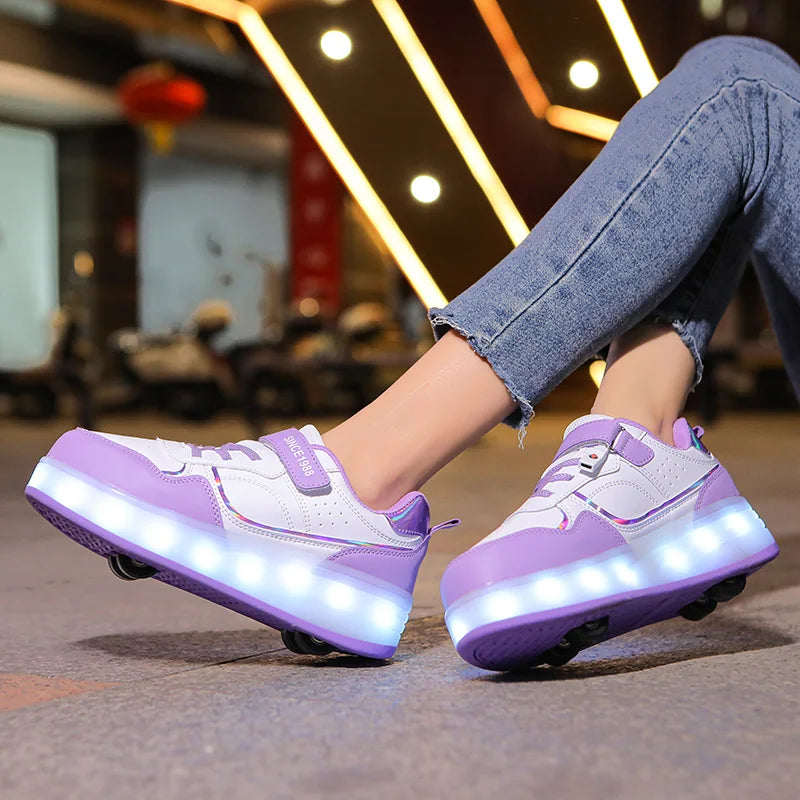 Chaussure a roulette Blanches| StyleGliss™ Rouler comme sur un nuage T:29-38