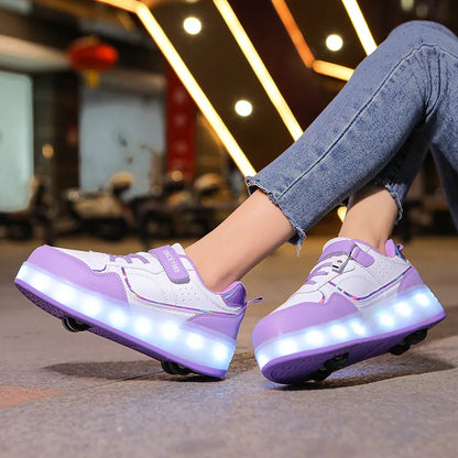 Chaussure a roulette Blanches| StyleGliss™ Rouler comme sur un nuage T:29-38