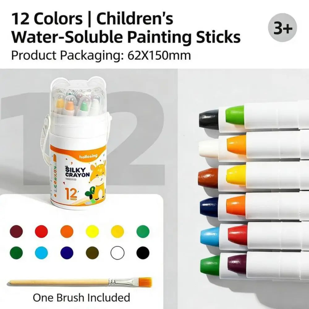 New 12/24 Color Crayon Set Washable Twist-Up Oil Pastels Silky Smooth Easy Grip Drawing Pen for Travel School Home Art Supplies