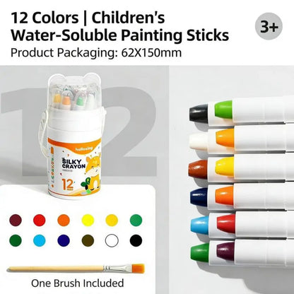 New 12/24 Color Crayon Set Washable Twist-Up Oil Pastels Silky Smooth Easy Grip Drawing Pen for Travel School Home Art Supplies