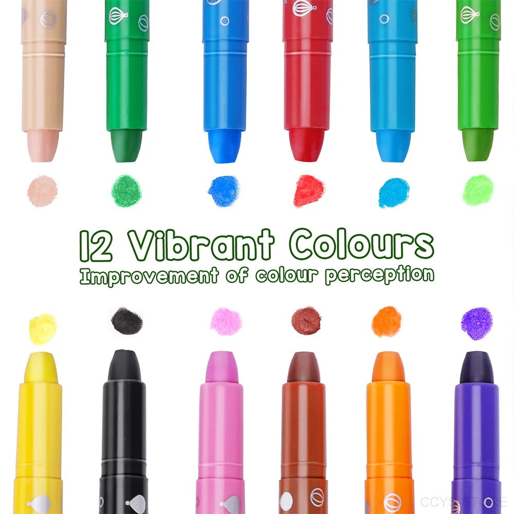 12/24 Colors Wax Crayon For Kids Washable & Erasable Twist Crayons For Toddlers Drawing Coloring Crayon Set Back To School Gifts