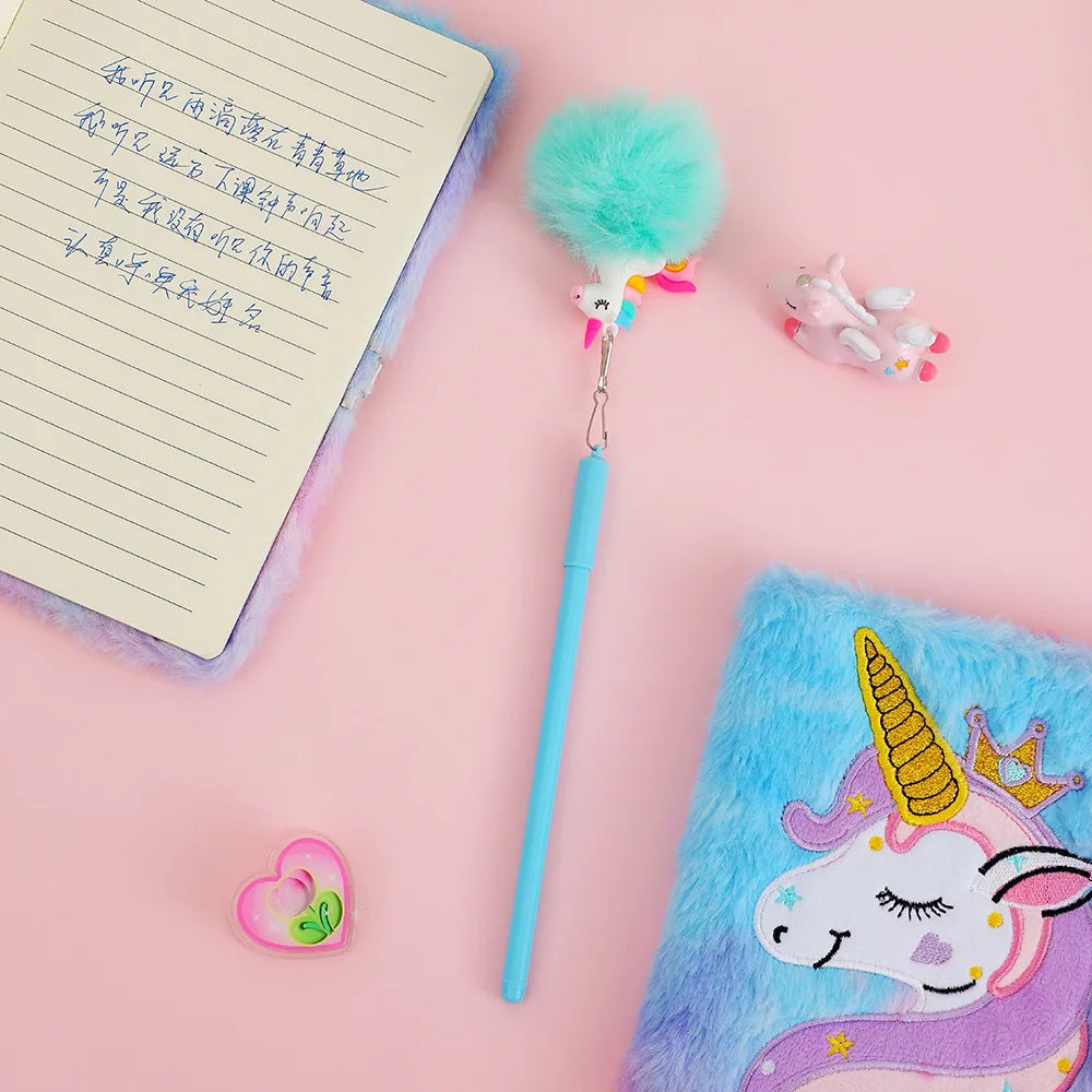 Cute Cartoon Plush Love Bear Lockable Notebook Ballpoint Pen Stationery Set, Student School Learning Supplies Kids Reward Gifts