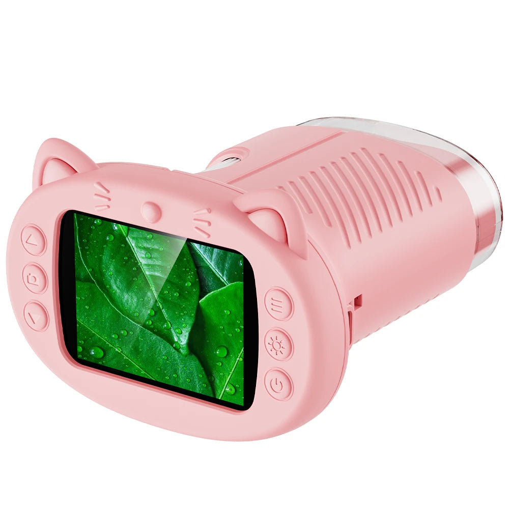 Handheld Kids Microscope Science Education Toy  2.4-Inch Screen 1000x Pocket Microscope Christmas Birthday Gift for Boys & Girls