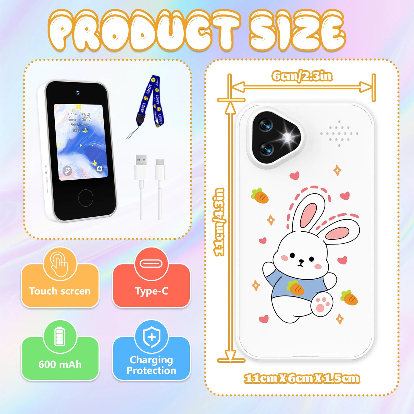 SMARTPHONE ENFANT|Jouet Éducatif sécuritaire sans Internet- Selfie-Phone™