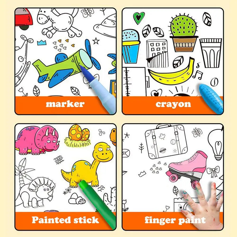 Children's Drawing Roll Sticky Color Filling Paper Graffiti Scroll Coloring Paper Roll For Kids DIY Painting Educational Toys