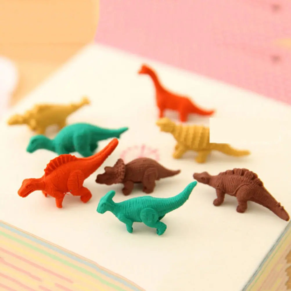 8 Pcs/Pack Erasers Students Stationary Gifts Novelty Dinosaur Egg Pencil Rubber Eraser with Egg School Office Erase Supplies