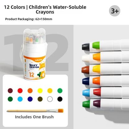 New 12/24 Color Crayon Set Washable Twist-Up Oil Pastels Silky Smooth Easy Grip Drawing Pen for Travel School Home Art Supplies