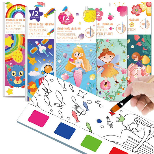 CARNET D'AQUARELLE |12 pages de COLORIAGE de peinture à l'eau