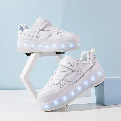 Chaussure a roulette Blanches| StyleGliss™ Rouler comme sur un nuage T:29-38