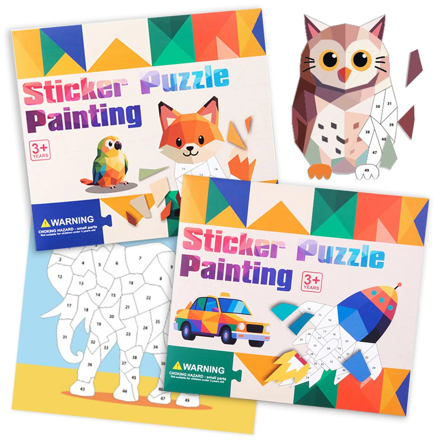 8 Patterns Puzzle Stickers Crafts for Kids Sticker Painting Gift Party Favor Creations Animal Vechile Art Play for Kids' Creativ