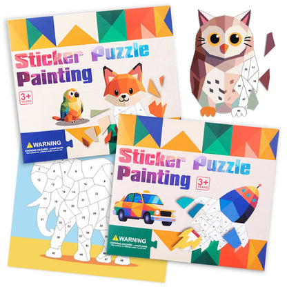 8 Patterns Puzzle Stickers Crafts for Kids Sticker Painting Gift Party Favor Creations Animal Vechile Art Play for Kids' Creativ