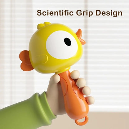 New Plastic Rattle with Crisp Sound Bright Appearance Handbell Cartoon Kid Maracas Sensory Grasp Toy