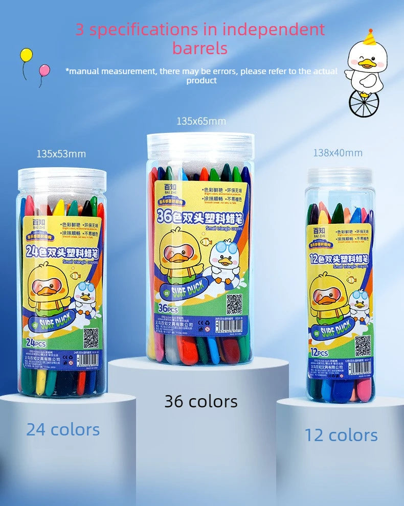 12-36 Color Kawaii Double-headed Triangle Crayon Children's Oil Painting Sticks Safe and Harmless Early Art Educational Supplies