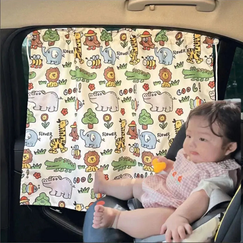 PARE SOLEIL BÉBÉ VOITURE| Installation facile à ventouse rideau s'ouvre et se ferme