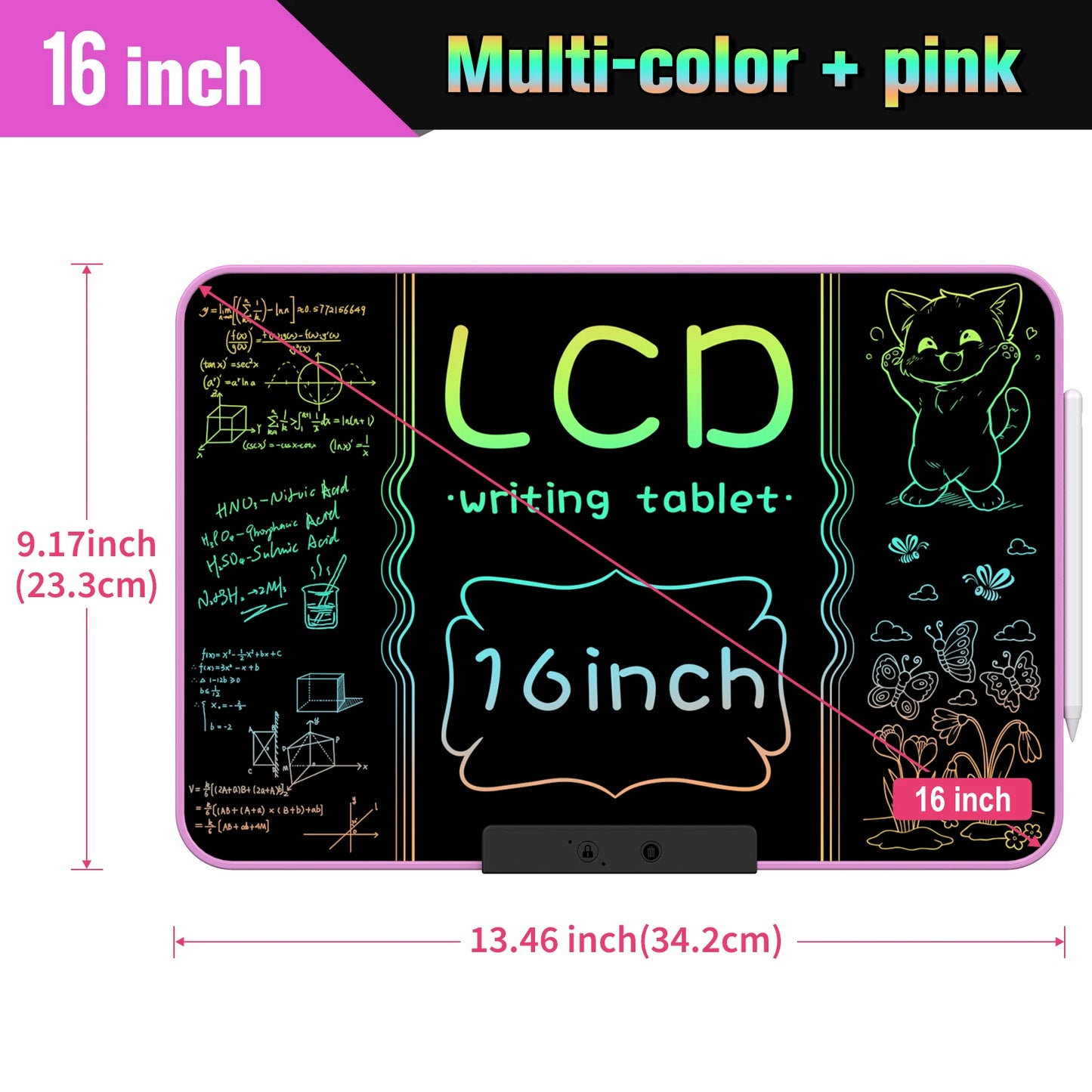 32/28/20/16 Inch Electronic Drawing Board USB Rechargeable LCD Writing Tablet Drawing Painting Educational Learning Toy for Kids