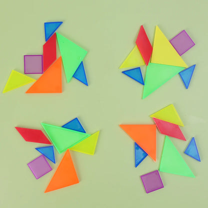 Tangram en plastique de couleurs vives |Petit jouet  de poche