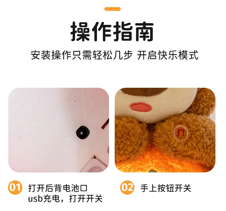Anime LED Light Penguin Bear Rabbit Plush Toy with Soft Glow Night Light Soothing Music Simulated Breathing Bedtime Relaxation