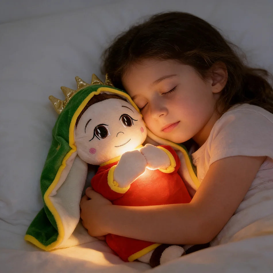 Maria Children Music Soothing Breathing Doll Jesus Plush Toys Sleep Companion Toy Sound and Light Dolls Christmas Birthday Gift