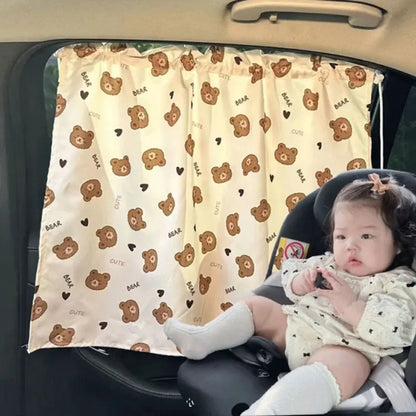 PARE SOLEIL BÉBÉ VOITURE| Installation facile à ventouse rideau s'ouvre et se ferme