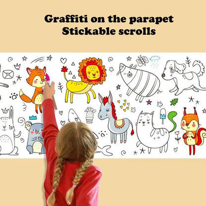 Children's Drawing Roll Sticky Color Filling Paper Graffiti Scroll Coloring Paper Roll For Kids DIY Painting Educational Toys