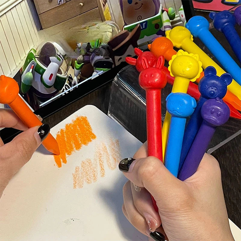 6/12 Color Plastic Crayons-Children's Non-Dirty-Hand, Suitable for Kindergarten Drawing, Graffiti Art & School Supplies
