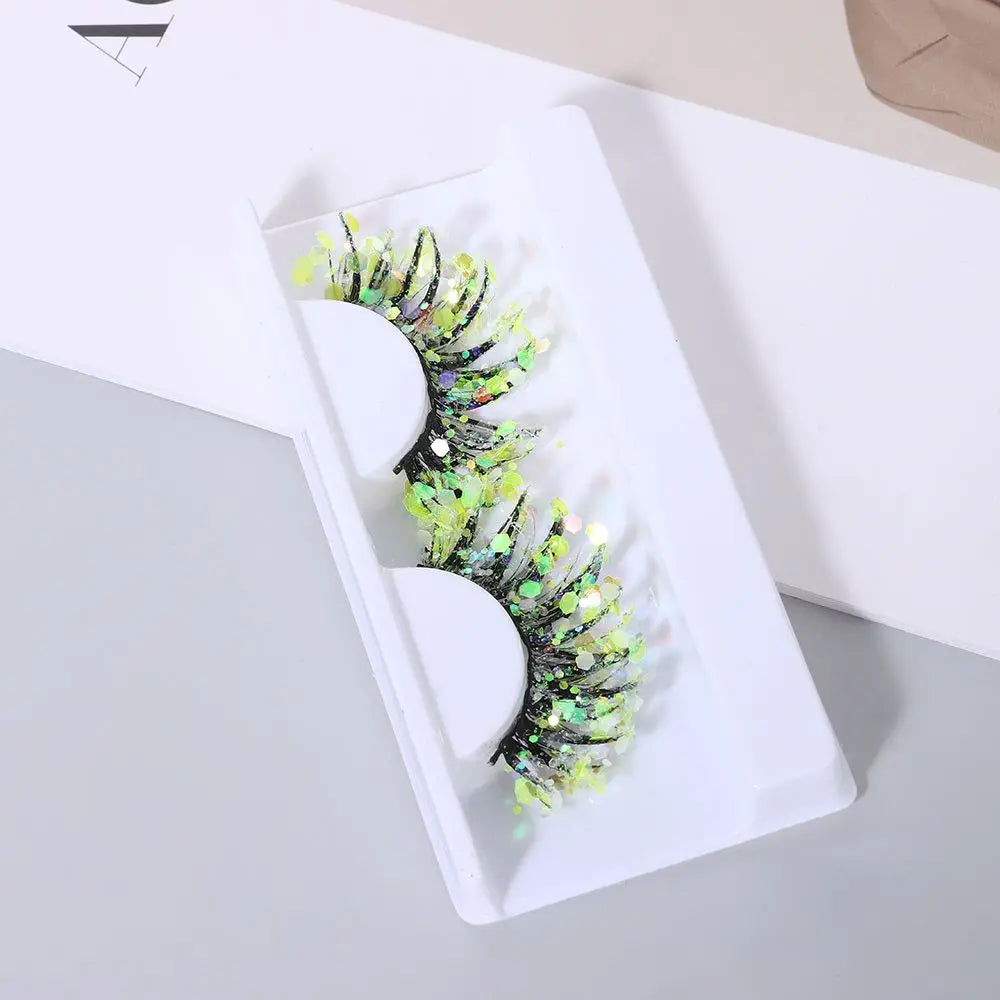NEW 1 Pair 25mm 3D Luminous Mink Eyelashes Fluffy Dramatic Lashes Messy Long False Eyelashes Makeup Sequins Eye Lashes