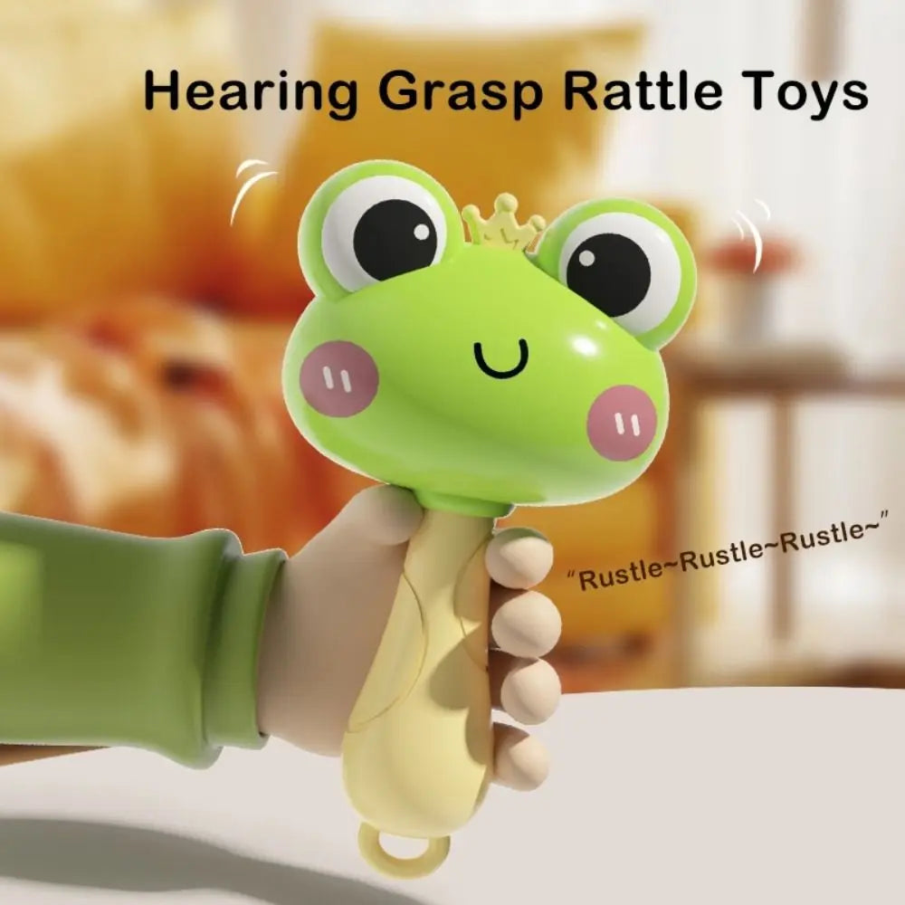 New Plastic Rattle with Crisp Sound Bright Appearance Handbell Cartoon Kid Maracas Sensory Grasp Toy