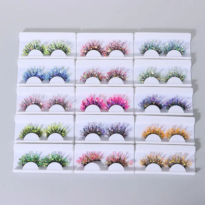 NEW 1 Pair 25mm 3D Luminous Mink Eyelashes Fluffy Dramatic Lashes Messy Long False Eyelashes Makeup Sequins Eye Lashes