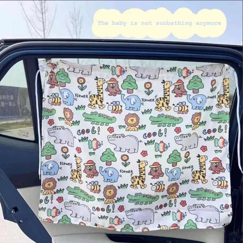 PARE SOLEIL BÉBÉ VOITURE| Installation facile à ventouse rideau s'ouvre et se ferme