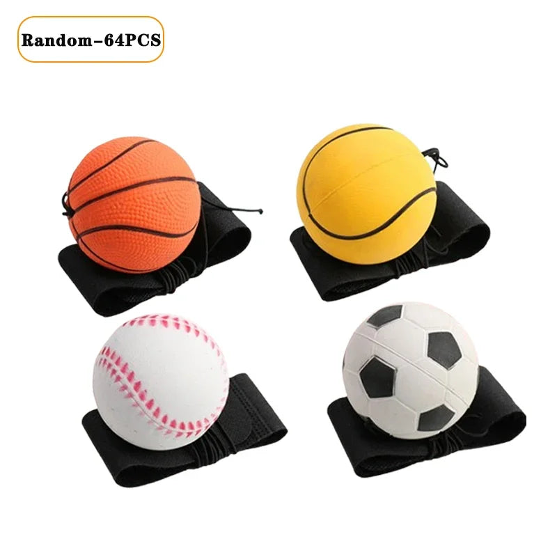 1-64PCS New Elastic Return Sponge Ball Nylon String Game Exercises Rubber Hand Ball Kids Toys Finger Band Ball Outdoor Yoga Ball