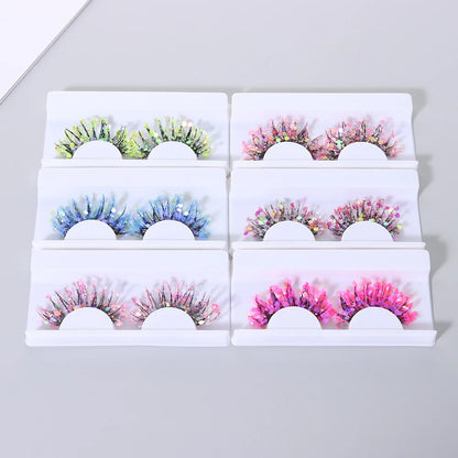 NEW 1 Pair 25mm 3D Luminous Mink Eyelashes Fluffy Dramatic Lashes Messy Long False Eyelashes Makeup Sequins Eye Lashes
