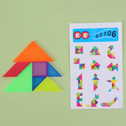 Tangram en plastique de couleurs vives |Petit jouet  de poche