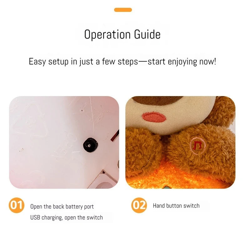Breathing Soothing Plush Toy Glowing Light Soft Cute Stuffed Bear Bunny Plush Doll For Nap Nighttime Bedside Relaxation