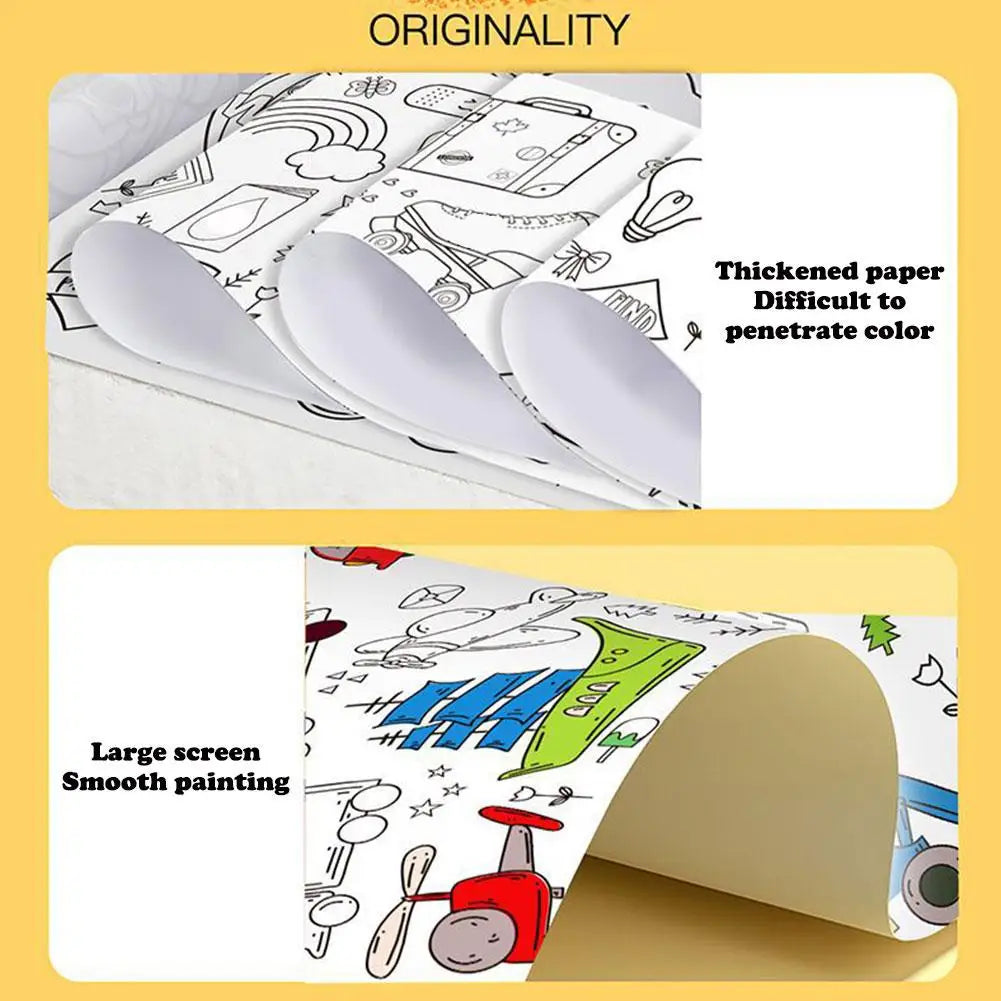 Children's Drawing Roll Sticky Color Filling Paper Graffiti Scroll Coloring Paper Roll For Kids DIY Painting Educational Toys