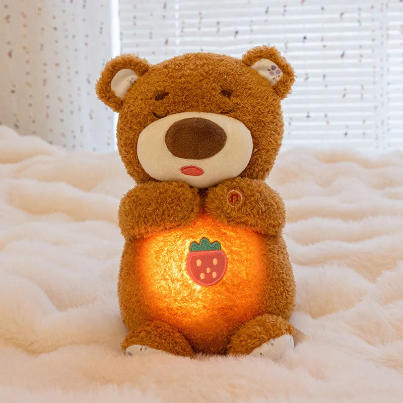 Breathing Soothing Plush Toy Glowing Light Soft Cute Stuffed Bear Bunny Plush Doll For Nap Nighttime Bedside Relaxation