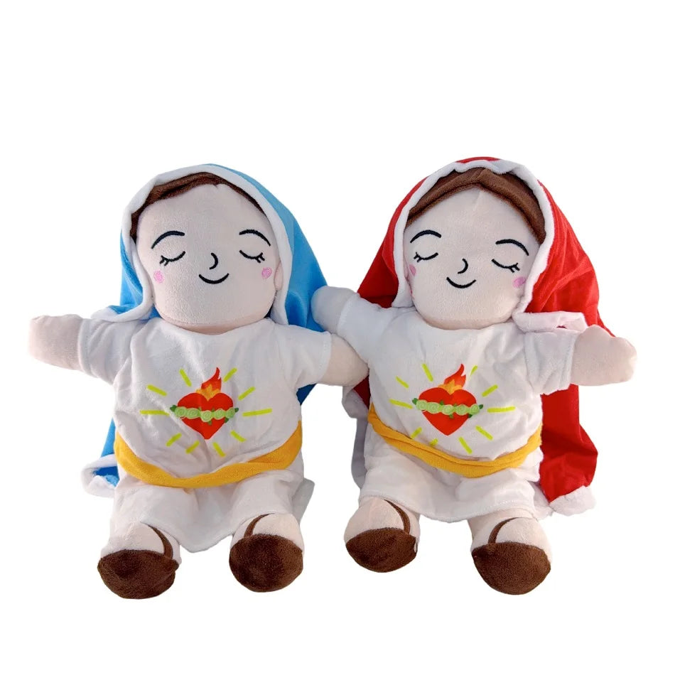 Maria Children Music Soothing Breathing Doll Jesus Plush Toys Sleep Companion Toy Sound and Light Dolls Christmas Birthday Gift