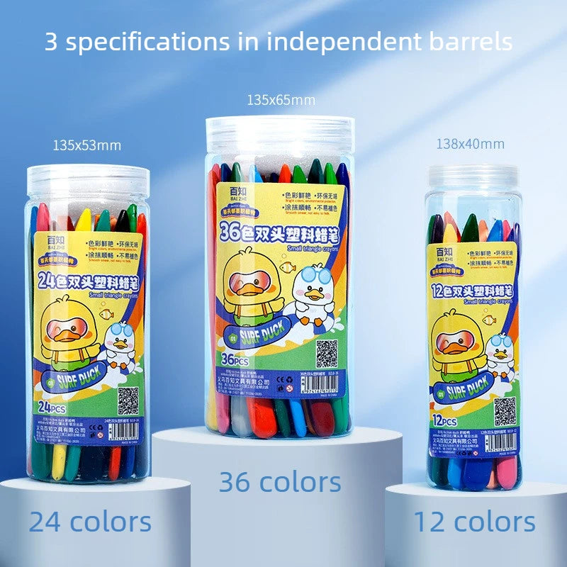12-36 Color Kawaii Double-headed Triangle Crayon Children's Oil Painting Sticks Safe and Harmless Early Art Educational Supplies