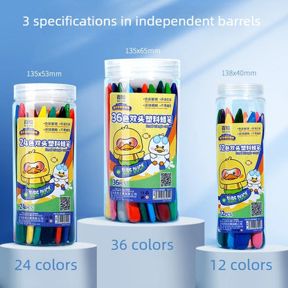 12-36 Color Kawaii Double-headed Triangle Crayon Children's Oil Painting Sticks Safe and Harmless Early Art Educational Supplies